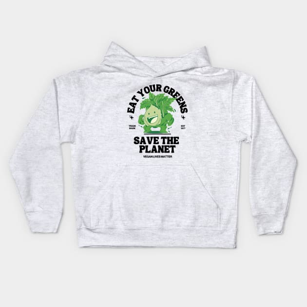 Eat your veggies, save the planet Kids Hoodie by Teessential
